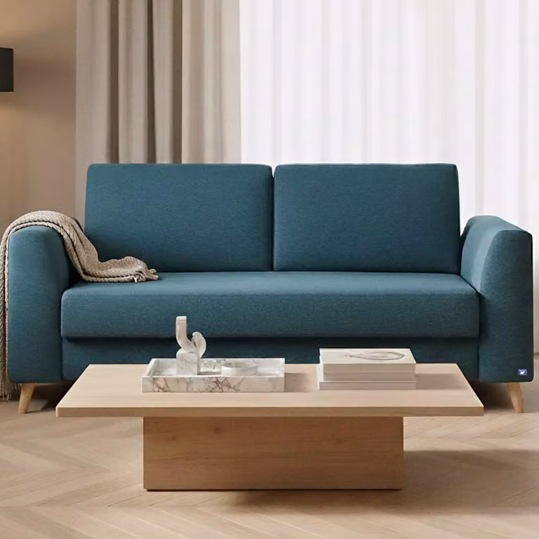 BRUNO slaapbank Classic in petrol-turquoise met massief hout en pocketvering, 160 cm