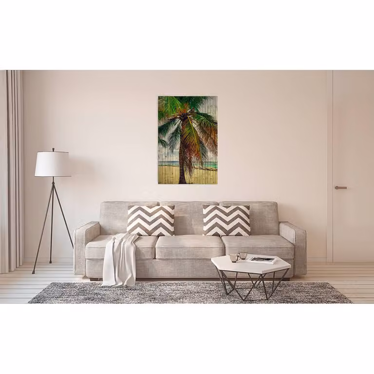 home24 Afbeelding Palmbomen Tahiti wanddecoratie bruin en groen, B: 60 cm, H: 90 cm