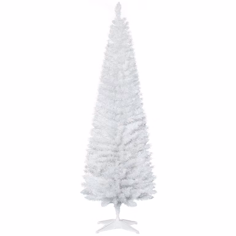 HOMCOM Kerstboom met kunststof standaard, 390 takpunten, realistisch design, Wit, Ø 55 x 180 cm