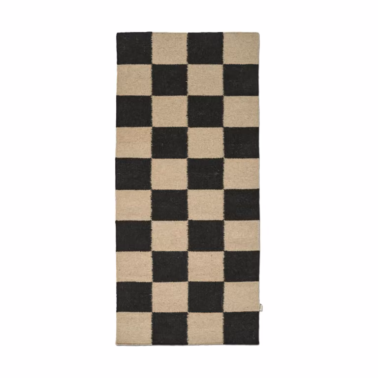 Classic Collection Squares loper Black-natural, 80 x 200 cm