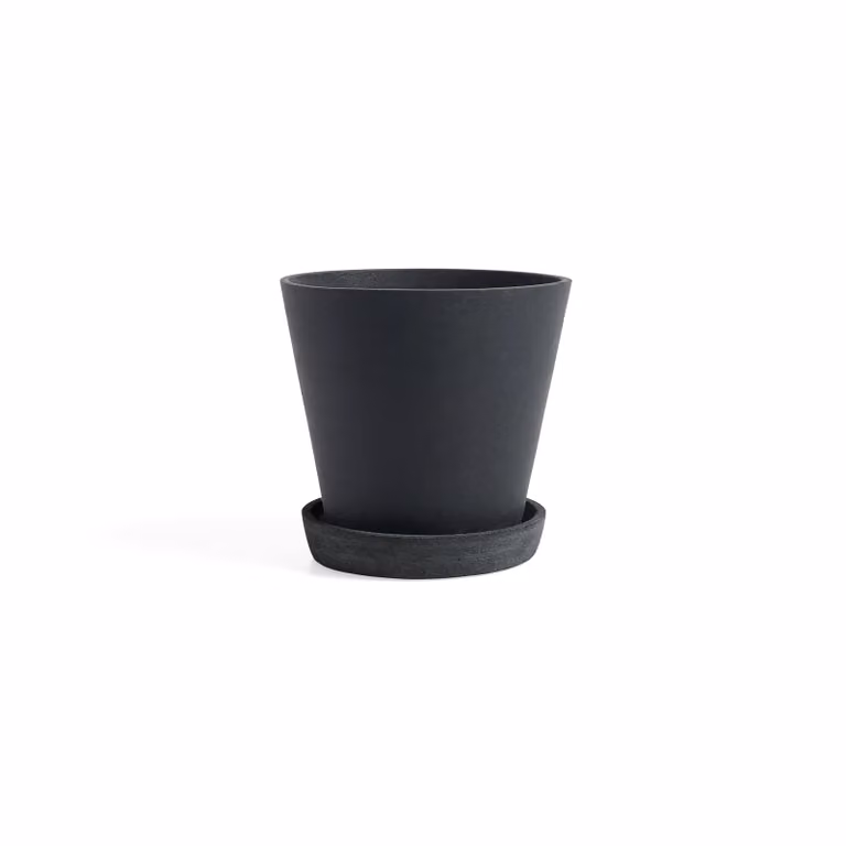 HAY Flowerpot met schotel M Ø14 cm Zwart