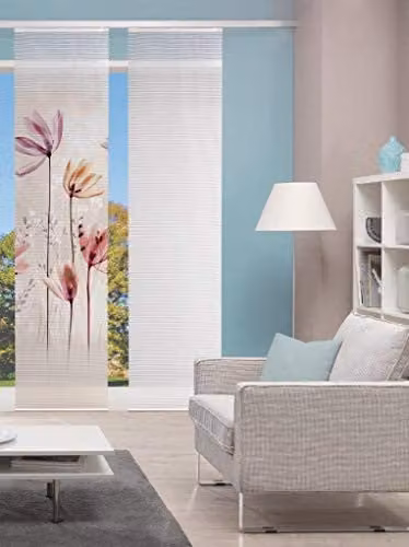 Vision S Schuifgordijn met bloemenmotief, beige en meerkleurig, B: 60 cm, H: 260 cm