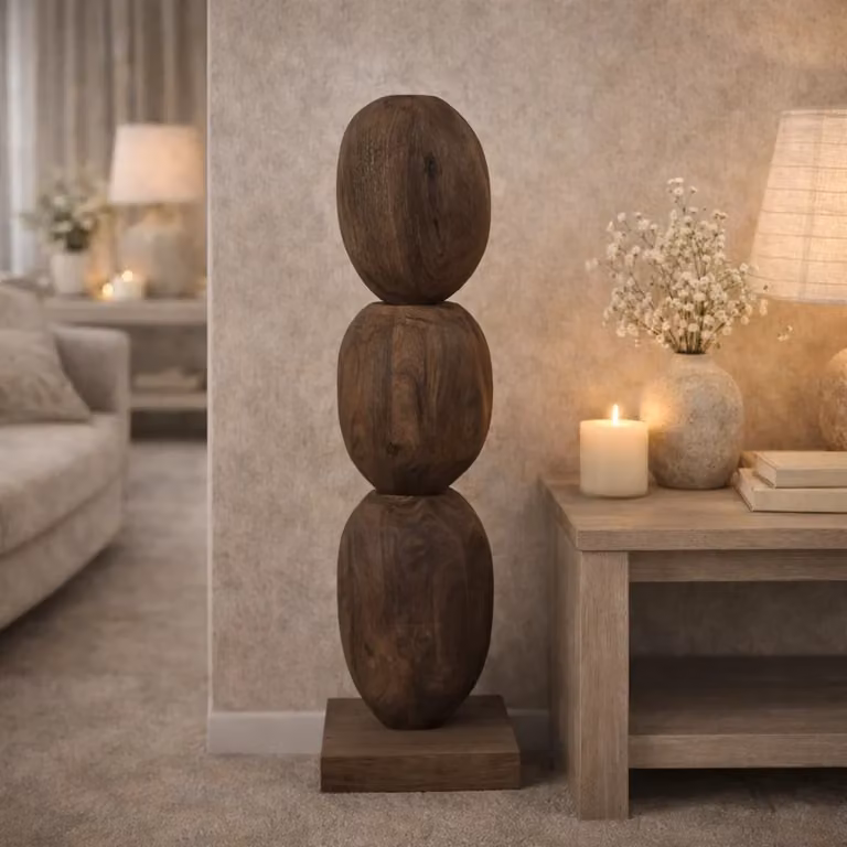 PTMD Ornament Kodey Bruin Mangohout Abstract Modern Organisch