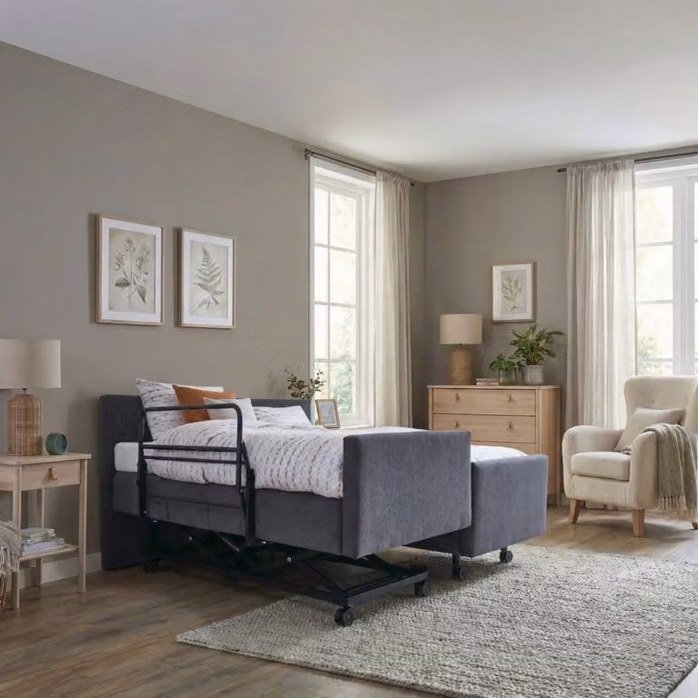 Mörgenn Hooglaag Bed Comfort Elektrisch Verstelbaar Beige B/D: 120 x 200 cm