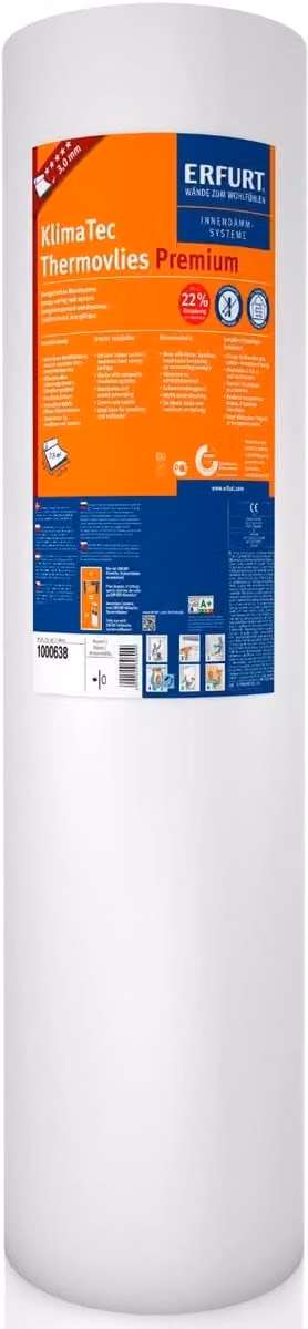 Isolerende Thermovlies Rol voor Binnenmuren en Plafonds, 3 mm dik