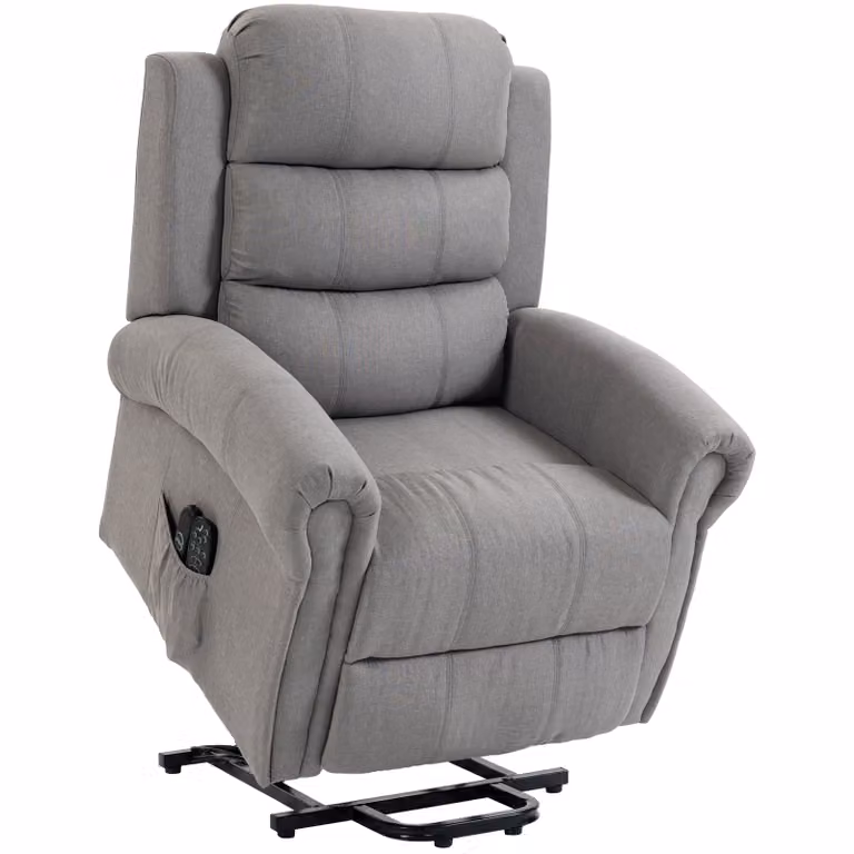 HOMCOM Power-lift relaxfauteuil met vibratiemassage, warmte en USB-aansluiting, lichtgrijs