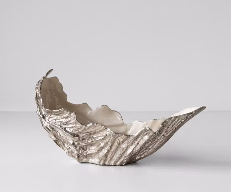 Delife Schaal Maris B52 Handgemaakt Aluminium Platin Opal D: 15 cm, H: 28 cm