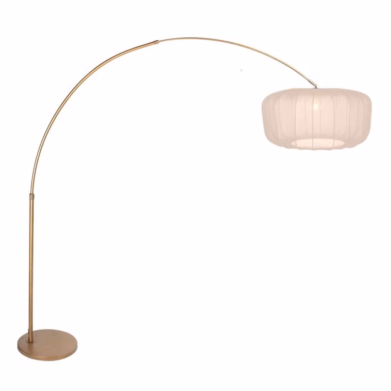 Steinhauer Vela Lino Bronzen Booglamp met Crème Stoffen Kap Ø60cm