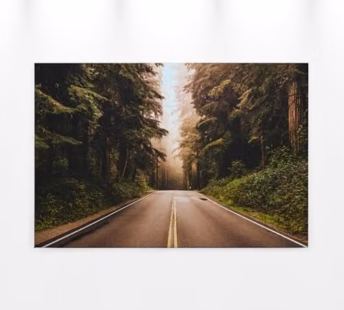 A.S. Création Canvas Wanddecoratie Straat in het bos - Groen en Bruin - B: 90 cm, H: 60 cm