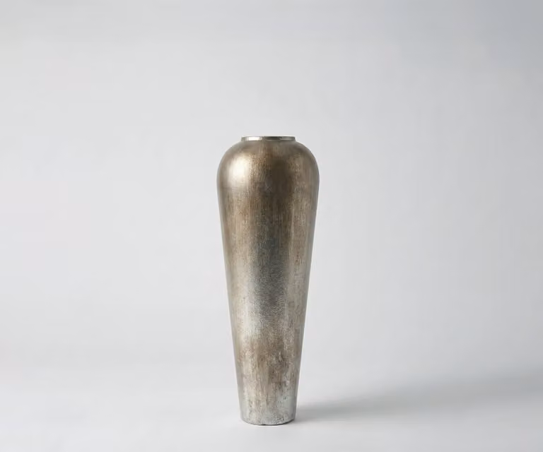 DELIFE Vaas Tavera Handgemaakt Metaal Platina Aurum B: 24 cm, D: 24 cm, H: 70 cm