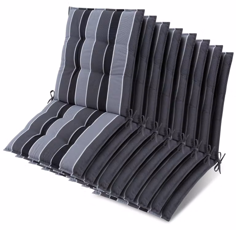 Beautissu set van 8 zonnedekpads Niederlehner antraciet gestreept B/D/H: 105 x 50 x 8 cm