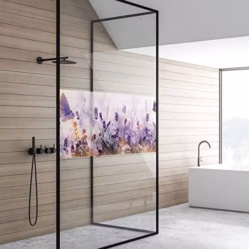 Ondoorzichtige privacy raamfolie Lavendelveld voor ramen en douchedeuren, 40 x 200 cm