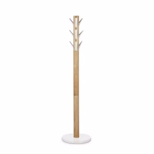 home24 Flapper Staande kapstok in hout, beige en wit, B/D/H: 40 x 40 x 169 cm