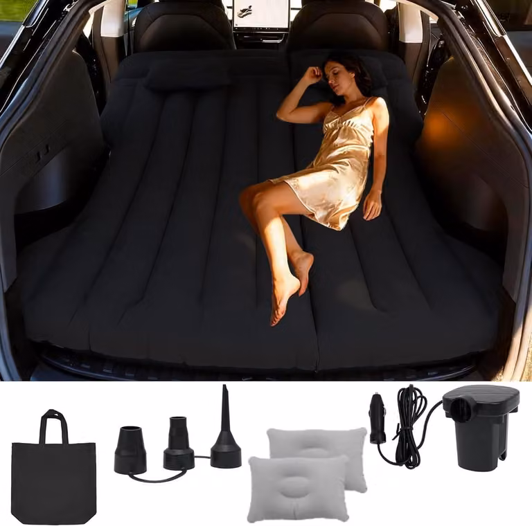 SnelShoppen Opblaasbaar Luchtmatras voor Tesla Model Y, Zwart Campingbed voor Kofferbak en Achterbank