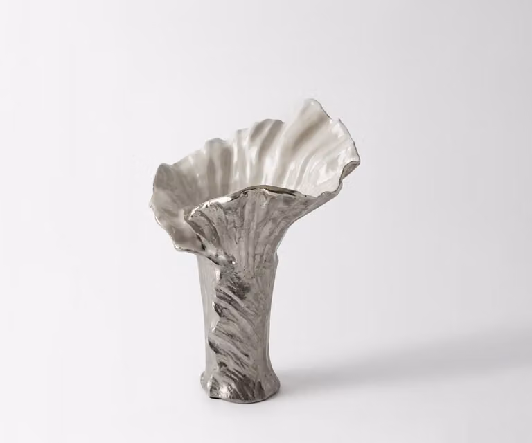 DELIFE Vaas Floris Aluminium Platin Opal Handgemaakt B: 31 cm, D: 30 cm, H: 42 cm