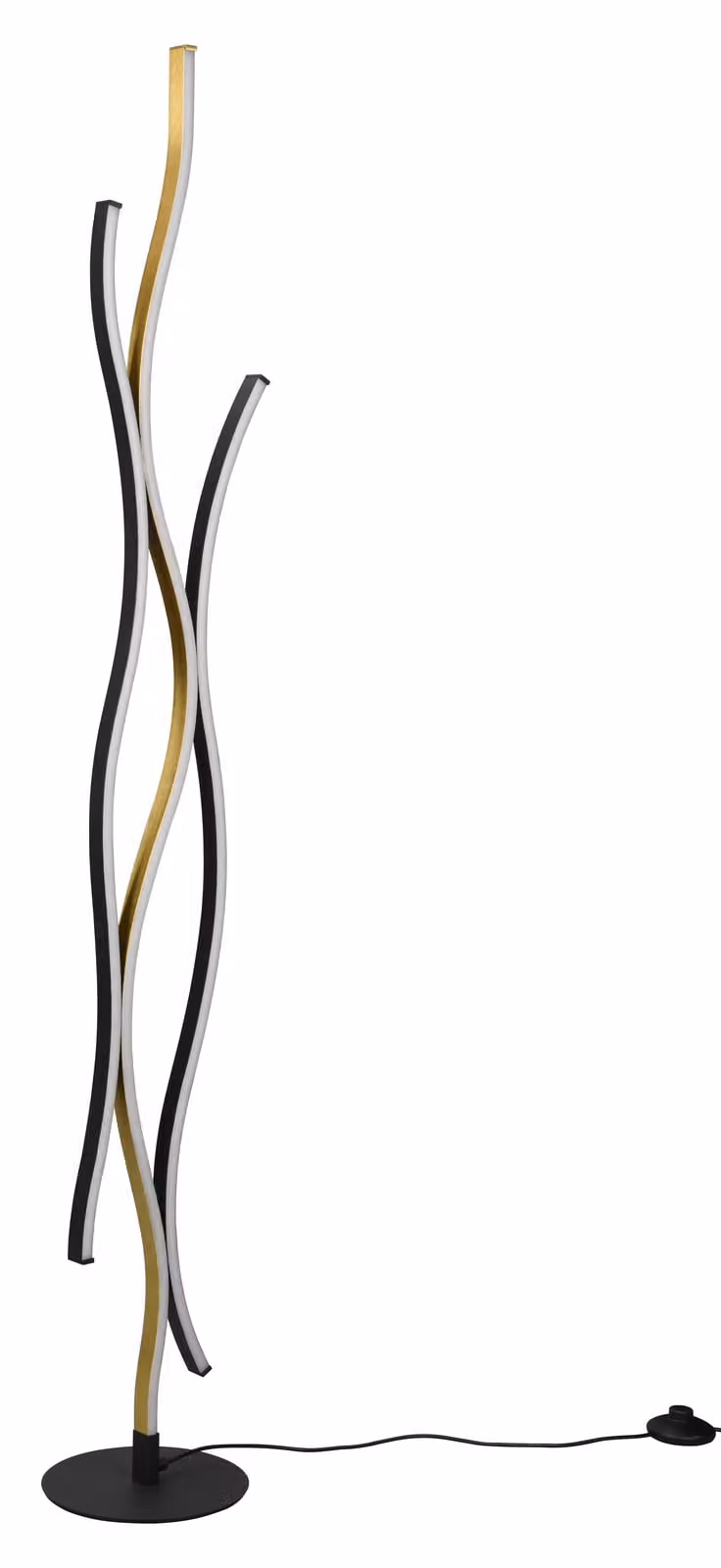 Trio Leuchten Blaze dimbare LED-vloerlamp zwart en goud/messing met boogfunctie