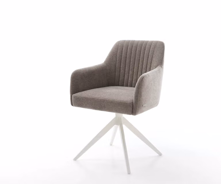 DELIFE Draaistoel Greg-Flex met zachte stof en pocketveer kern in beige/taupe met wit kruisframe