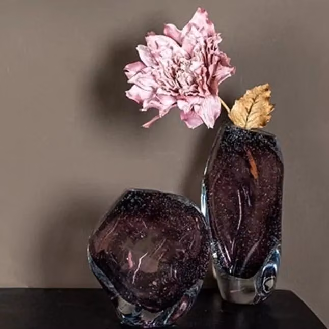 Vaas Bryce Paars Organisch Glas Abstract Design Hoogte: 33,0 cm, Breedte: 14,0 cm