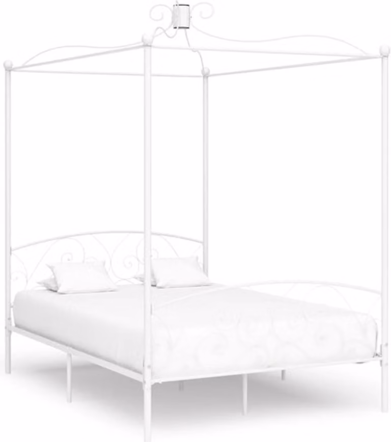 vidaXL Hemelbedframe van metaal in wit, 140 x 200 cm
