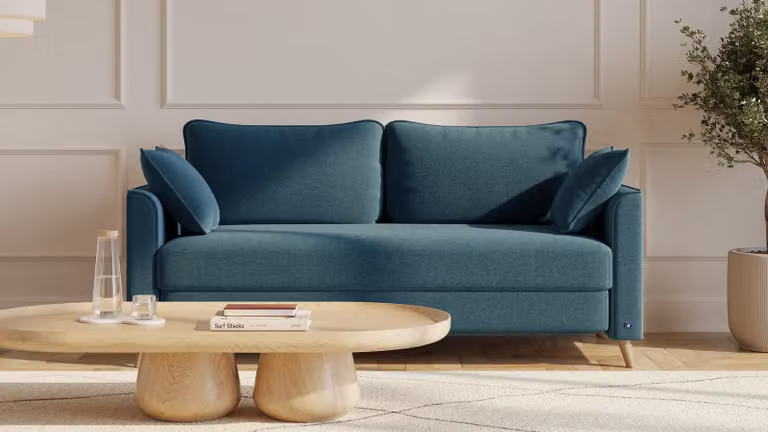 BRUNO slaapbank petrol turquoise met massief houten onderstel en boxspringcomfort, Breedte: 160 cm