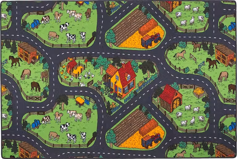 Snapstyle Kinderenspeelvloerkleed Boerderij met abstract ontwerp