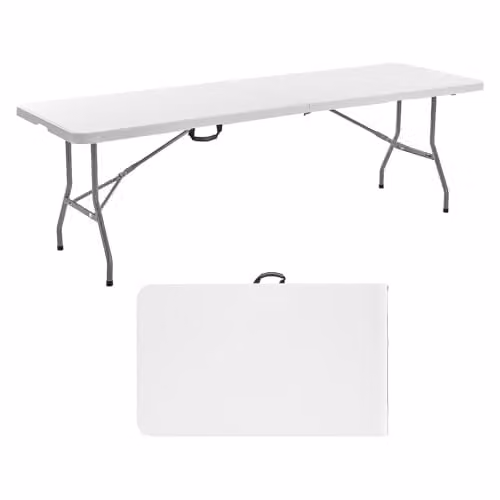 VEVOR Opklapbare buffettafel, multifunctionele rechthoekige plastic tafel van 244 cm, wit