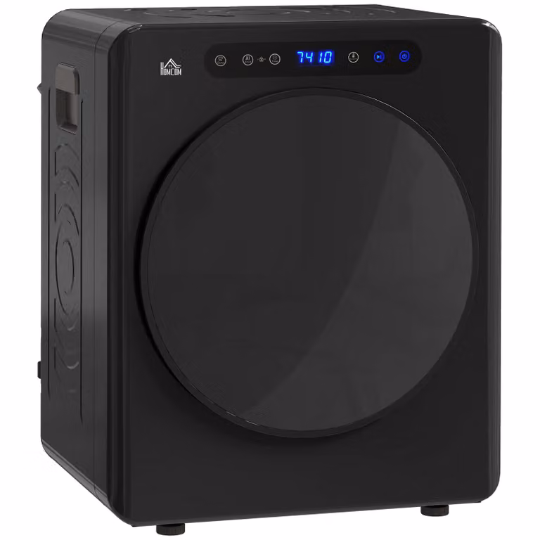 HOMCOM Wasdroger met 6 programma's, 5 kg capaciteit, touchbediening, zwart