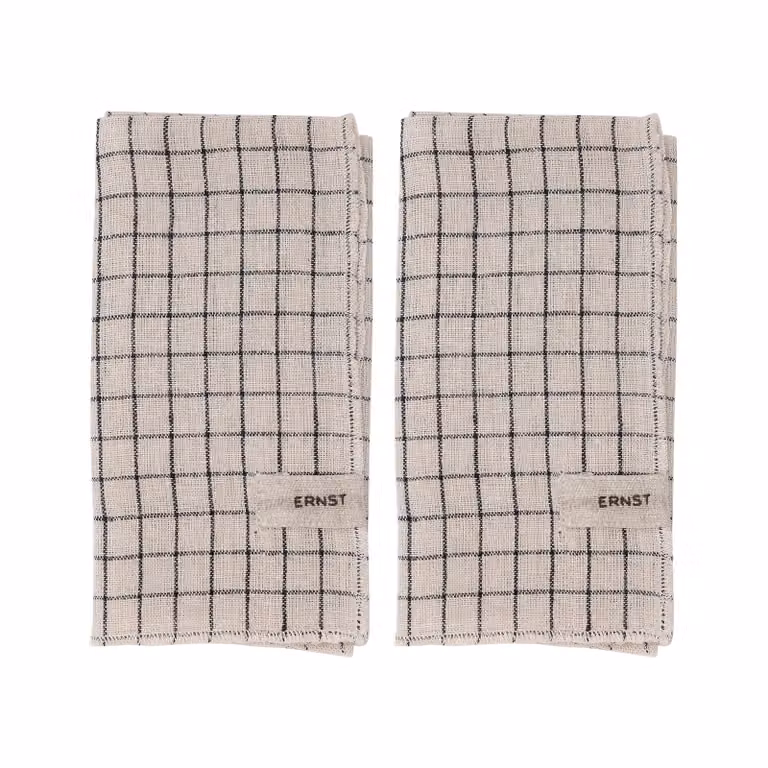 ERNST Servetten 2-pack geruit Zwart-beige 40x40 cm