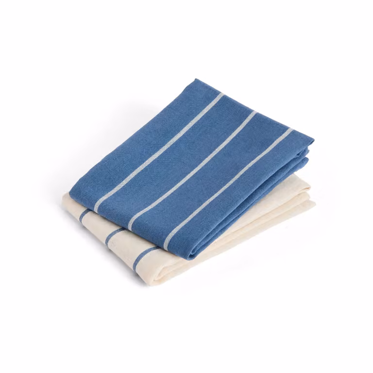 HAY Outdoor Market keukendoeken blauw-beige gestreept, 2-pack