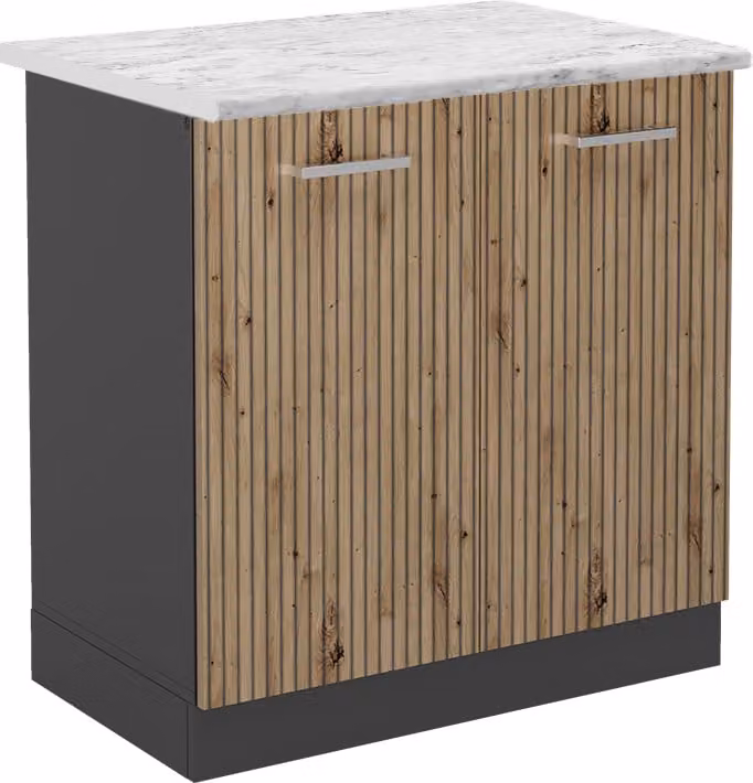 Vicco R-Line Wastafelkast Artisanaal eiken met Marmeren Wastafel, 80 cm