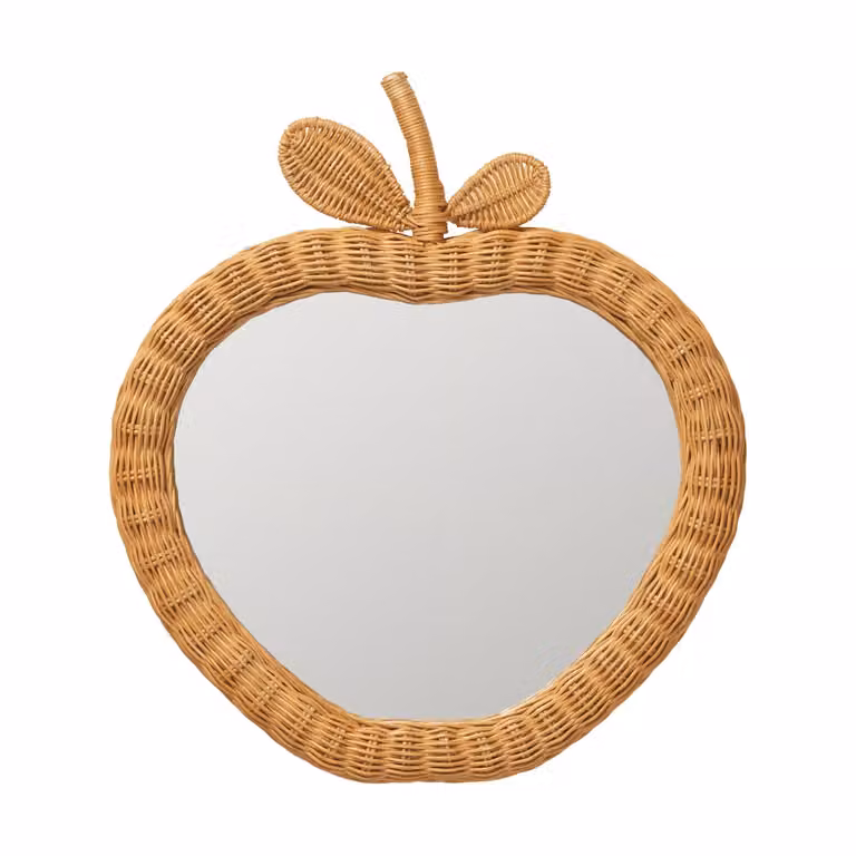 Ferm Living Apple handgeweven spiegel Natural, B: 40 cm, D: 3 cm, H: 45 cm