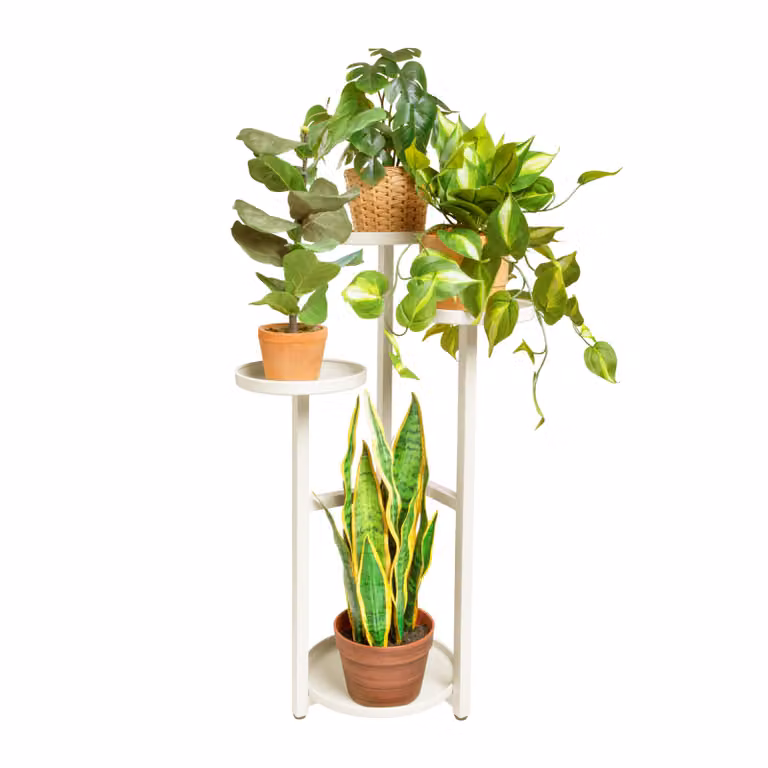 QUVIO Plantenstandaard voor 4 planten - Metaal - Beige
