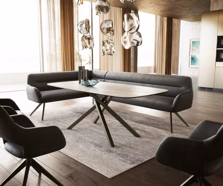 DELIFE Eetkamerbank Taya-Flex L-vormig, Anthraciet, Microvezel, B/D/H: 282 x 106,5 x 87 cm