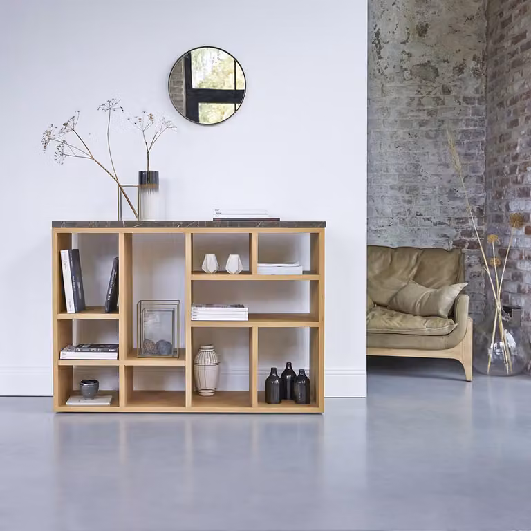 Tikamoon Boekenkast Modern Eikenhout Bruin B/D/H: 131 x 42 x 93 cm