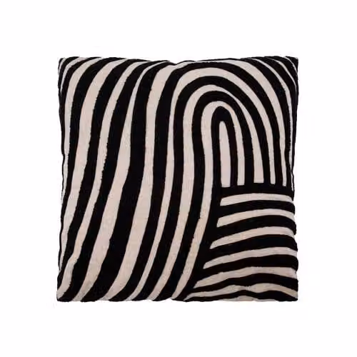 House Doctor sierkussen Sky, vierkant, beige, zwart en wit, 50 x 50 cm