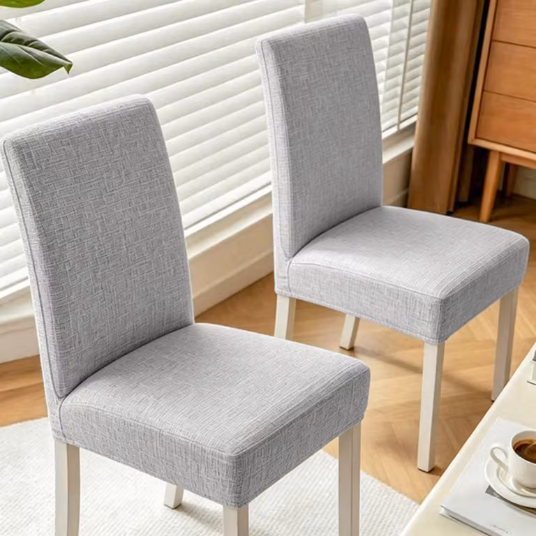 Set van 2 wasbare stretch stoelhoezen met afneembare strepen voor eetkamerstoelen en schommelstoelen