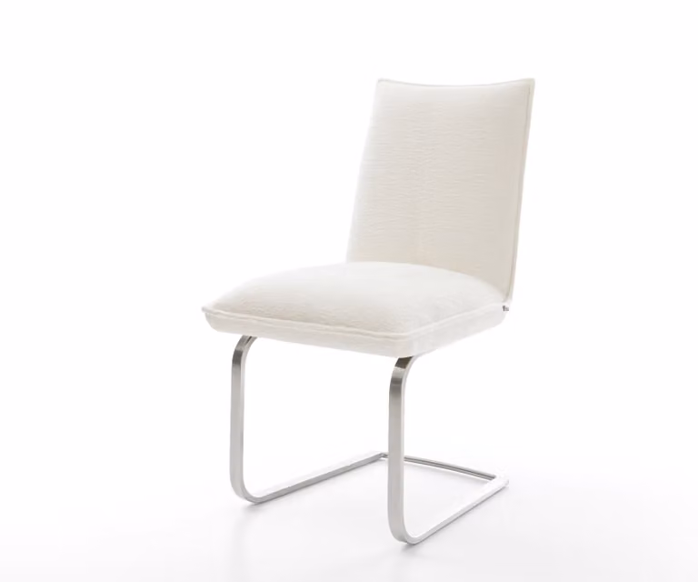 DELIFE Lelio-Flex Sledemodel Stoel met Bouclé Bekleding in Beige en Roestvrij Staal