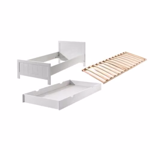 Erik Bedcombinatie Wit met Lattenbodem en Rolbed, 90 x 200 cm
