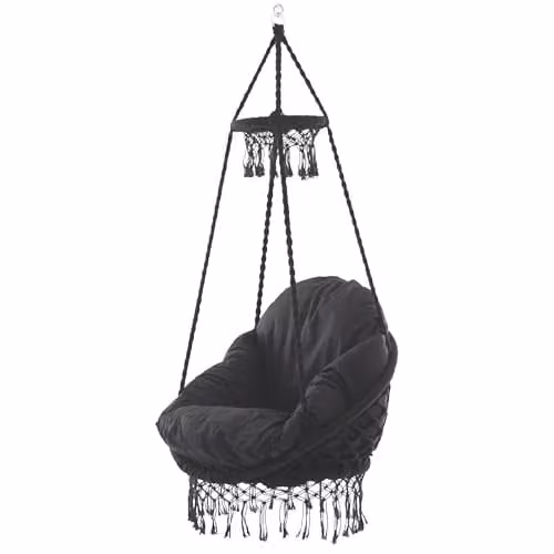 VIVERE Deluxe macramé stoel met sierrand - Eclipse