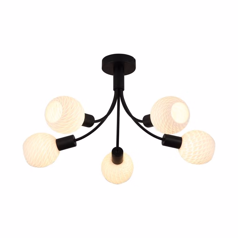 Nova Searchlight Plafondlamp - Zwart - 5-lichts