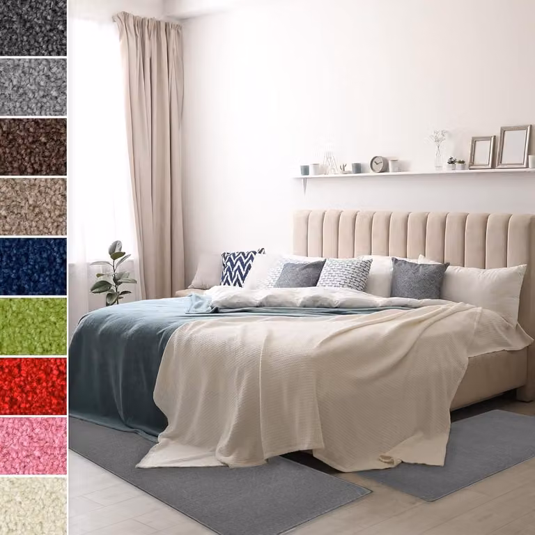Set van drie rode bedrand vloerkleden - Lange lopers voor de slaapkamer - B/D: 80 x 300 cm