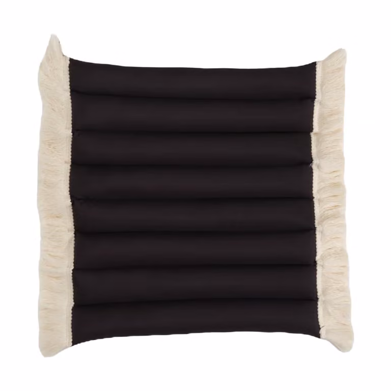 Garden Glory zitkussen met franjes Zwart en offwhite, 38 x 40 cm