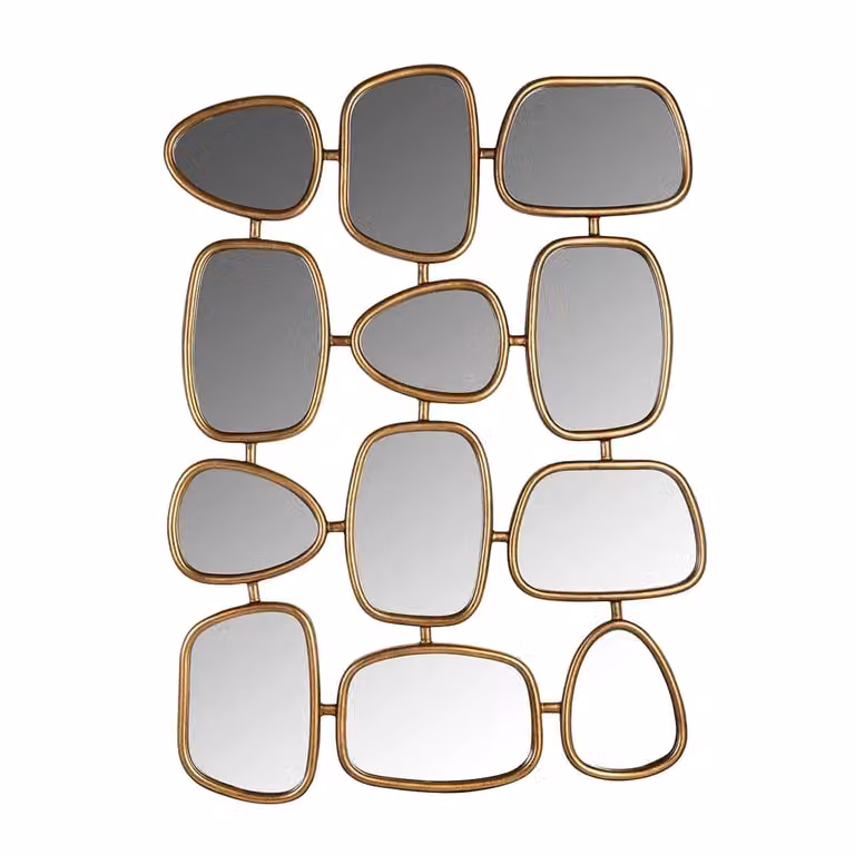 Richmond Interiors Spiegel Jeff Wandspiegel met 12 spiegels, Goud, B: 110 cm, H: 80 cm, D: 3 cm