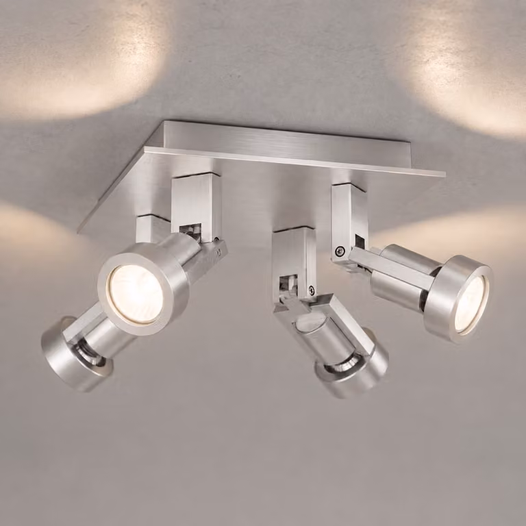 Artdelight Plafondspot Tech 4-lichts Aluminium Zilver