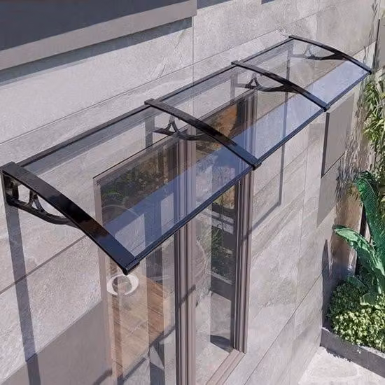 WAN Gebogen Deur Luifel Transparant - Buiten Overkapping van Zelfreinigend Polycarbonaat - B/D/H: 120 x 60 cm