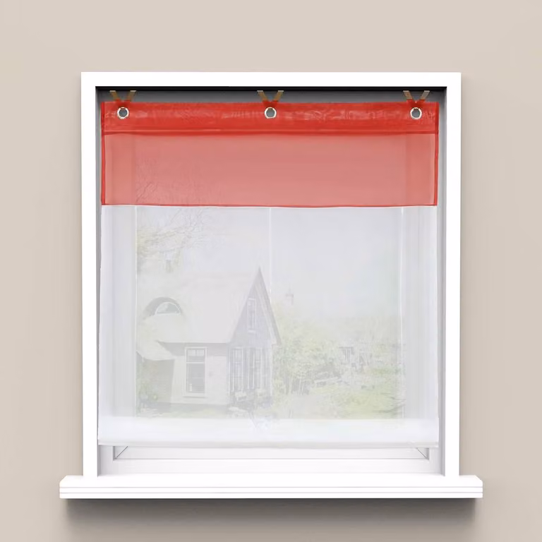 Rood Vouwgordijn Vitrage voor Privacy zonder Boren, 80 x 165 cm
