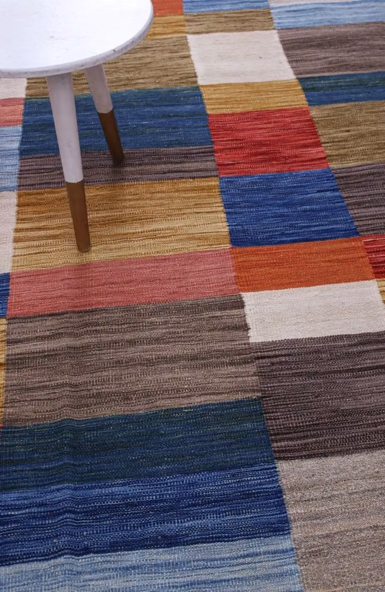 Koho Afghan Modern Kelim Handgeweven Laagpolig Wollen Vloerkleed - Kleurrijk - B/D: 297 x 196 cm