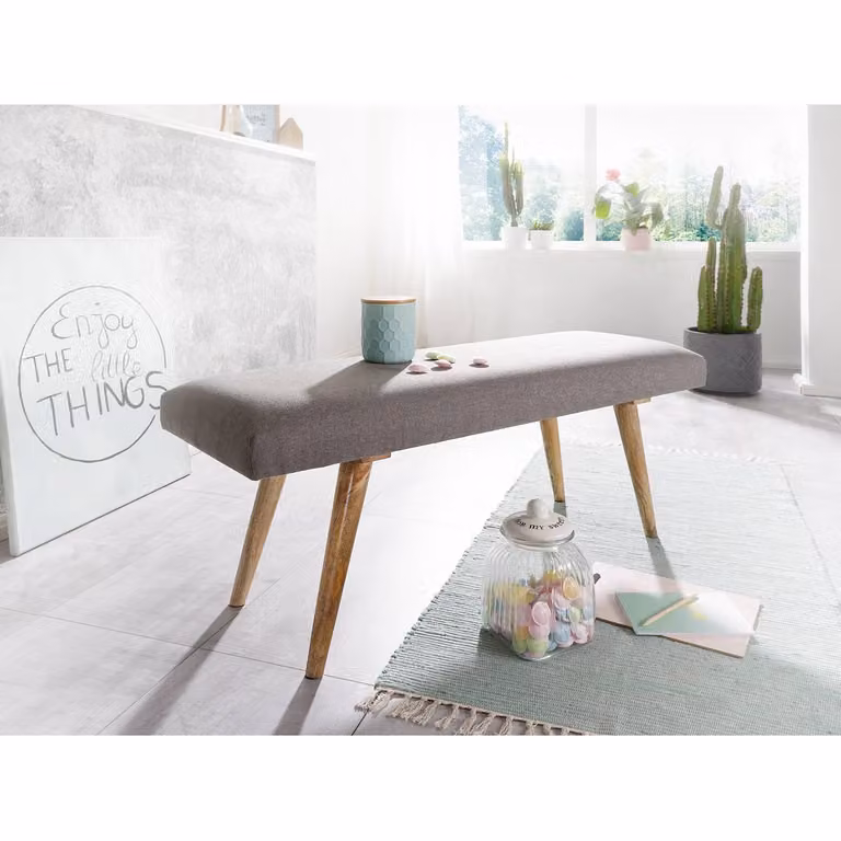 home24 Garderobebank Taloga III met schoenenrek, grijs, B/D/H: 117 x 51 x 38 cm