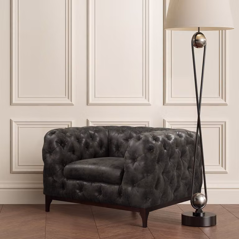 home24 Fauteuil Goda zwart microvezel B: 125 cm, D: 75 cm, H: 100 cm