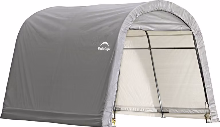 ShelterLogic Shed-In-A-Box folieoverkapping met rond dak, grijs, 300 x 300 cm
